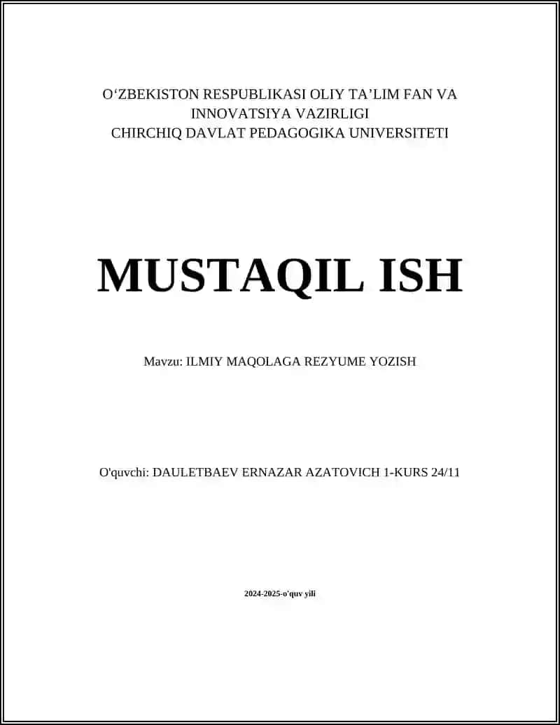ILMIY MAQOLAGA REZYUME YOZISH