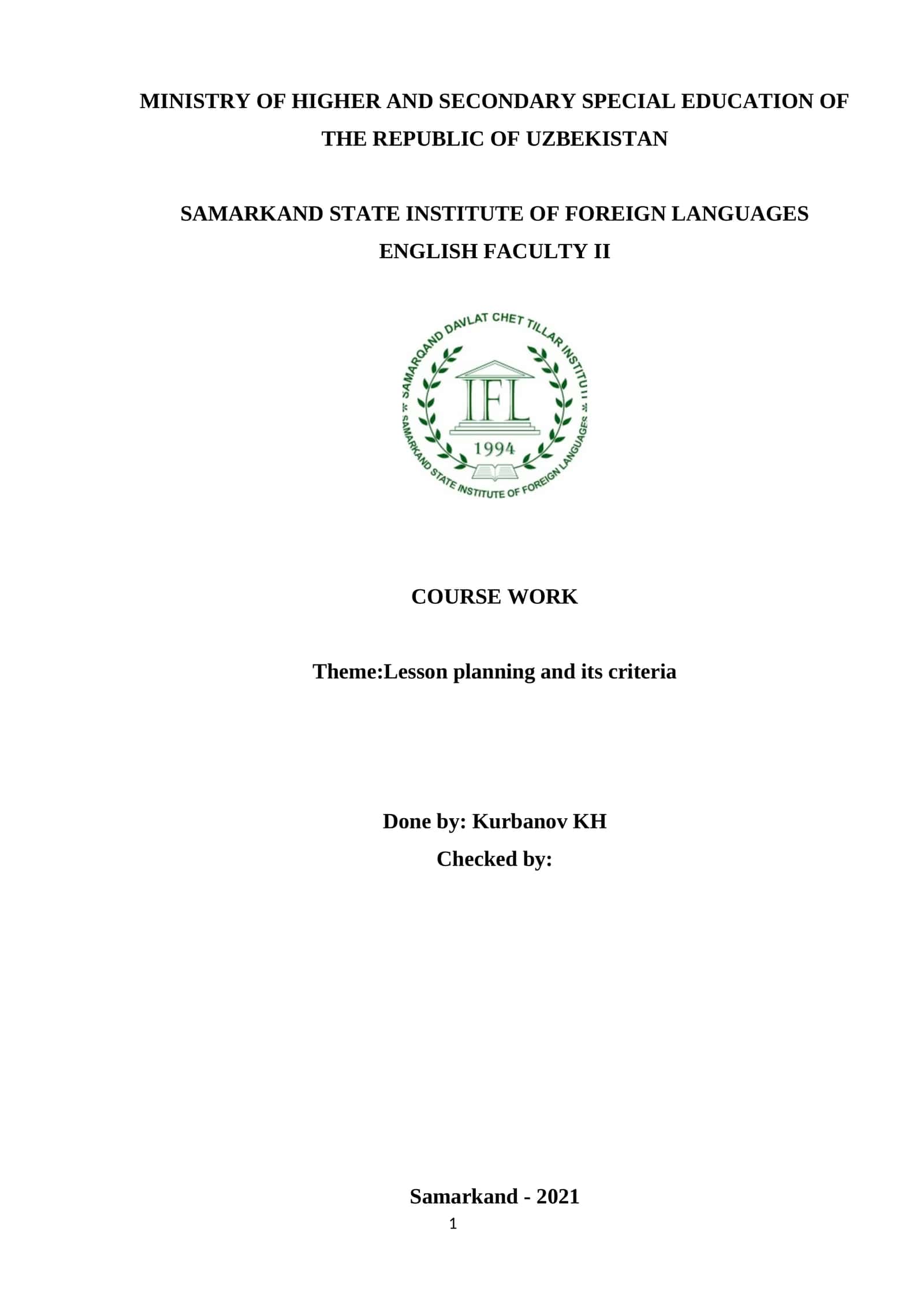 Lesson Planning and Its Criteria 1
