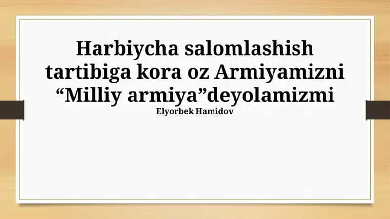 Milliy armiya ta'rifining qonuniyligi va mezonlari 1