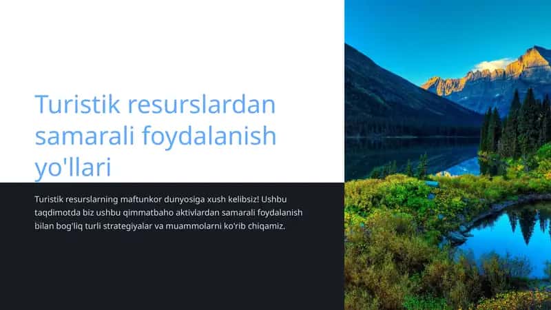 Turistik resurslardan samarali foydalanish yo'llari 1