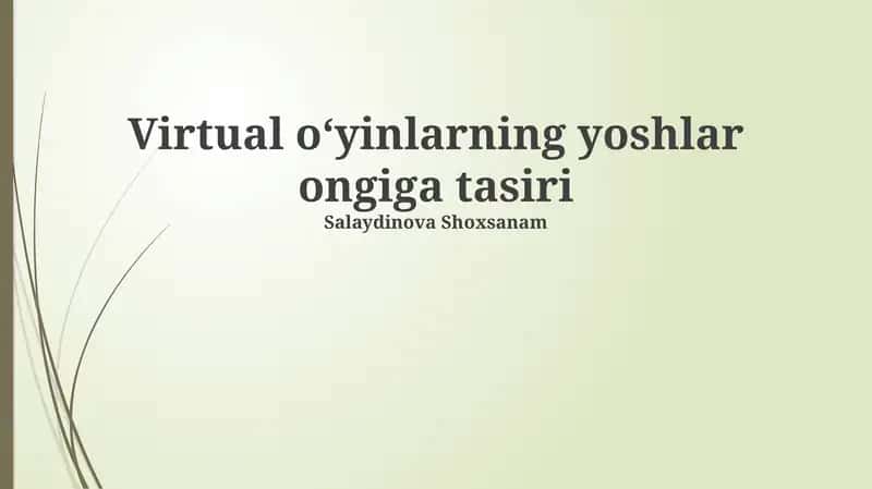 Virtual o'yinlarning yoshlar ongiga tasiri 1