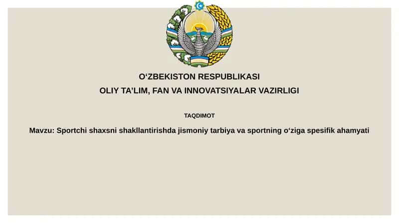 Jismoniy tarbiya va sportning o'ziga xos xususiyati 1