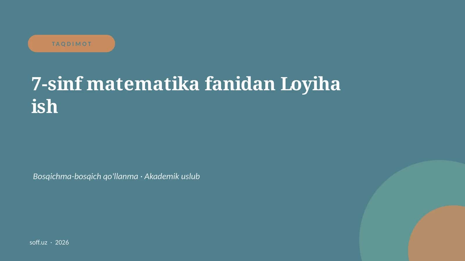 7-sinf matematika fanidan Loyiha ish 1
