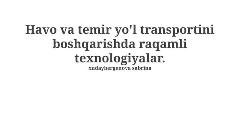 Havoning va temir yo'l transportining boshqarilishida raqamli texnologiyalar 1