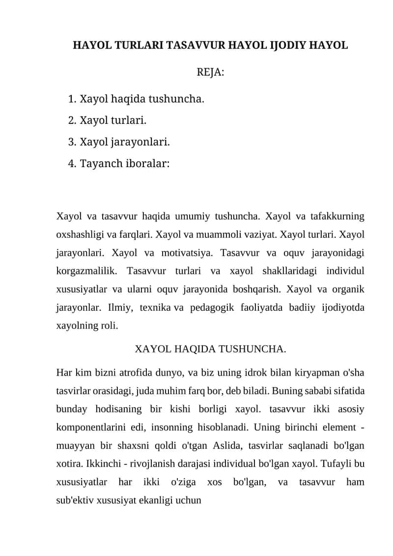 XAYOL TURLARI TASAVVUR HAYOL 1