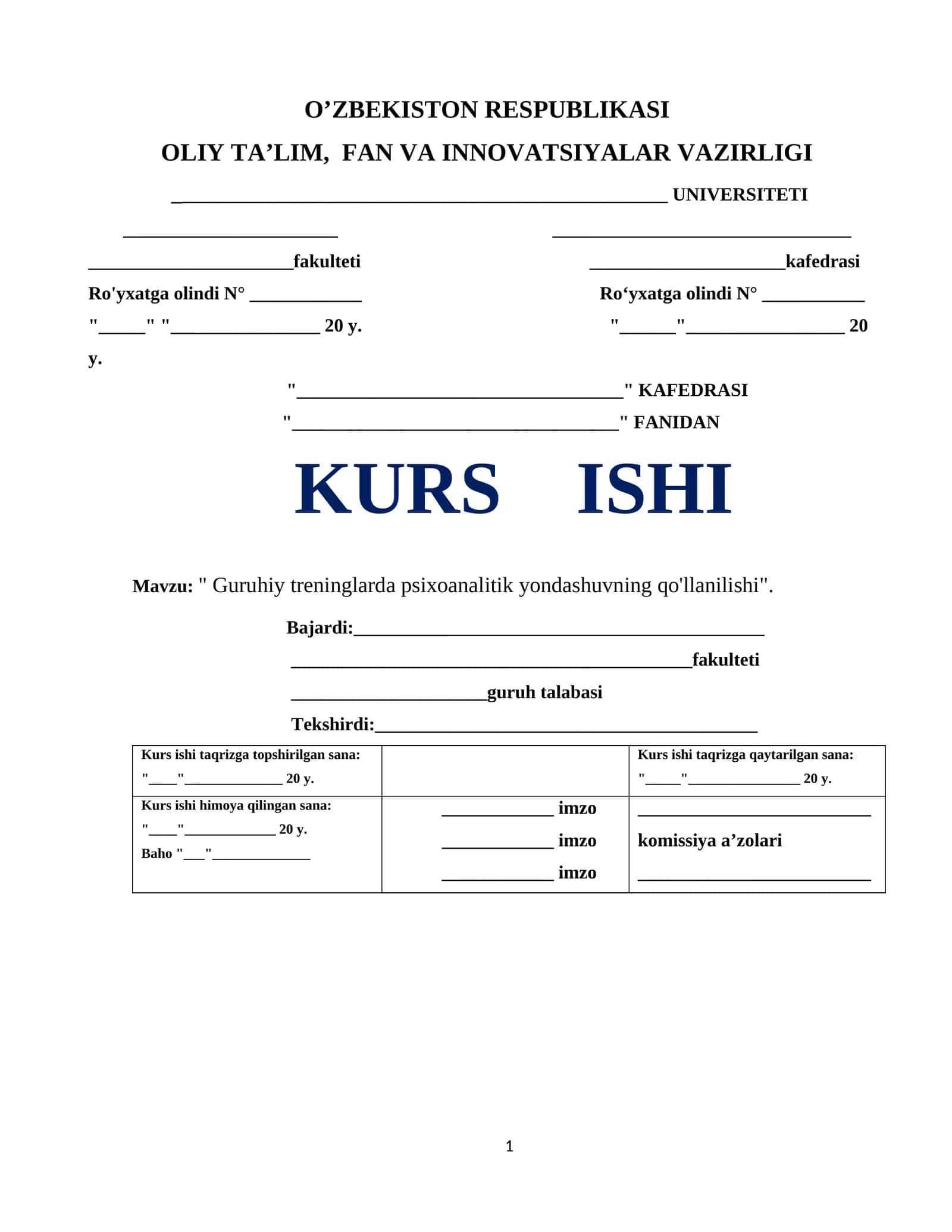 Guruhiy treninglarda psixoanalitik yondashuvning qo'llanilishi 1