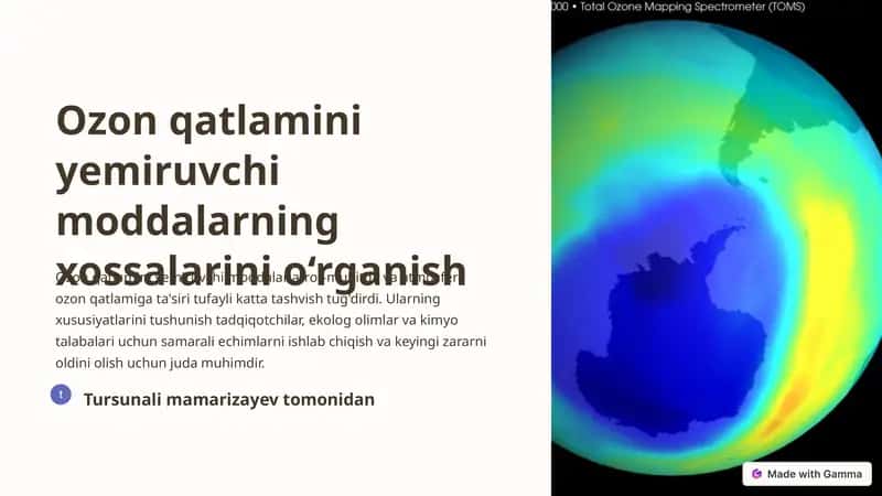 Ozon qatlamini yemiruvchi moddalarning xossalarini o‘rganish 1