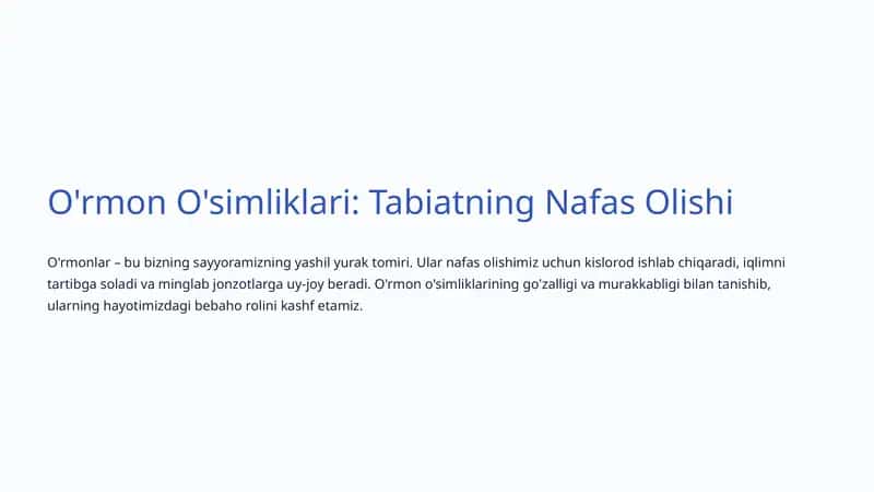 O'rmon O'simliklari: Tabiatning Nafas Olishi 1