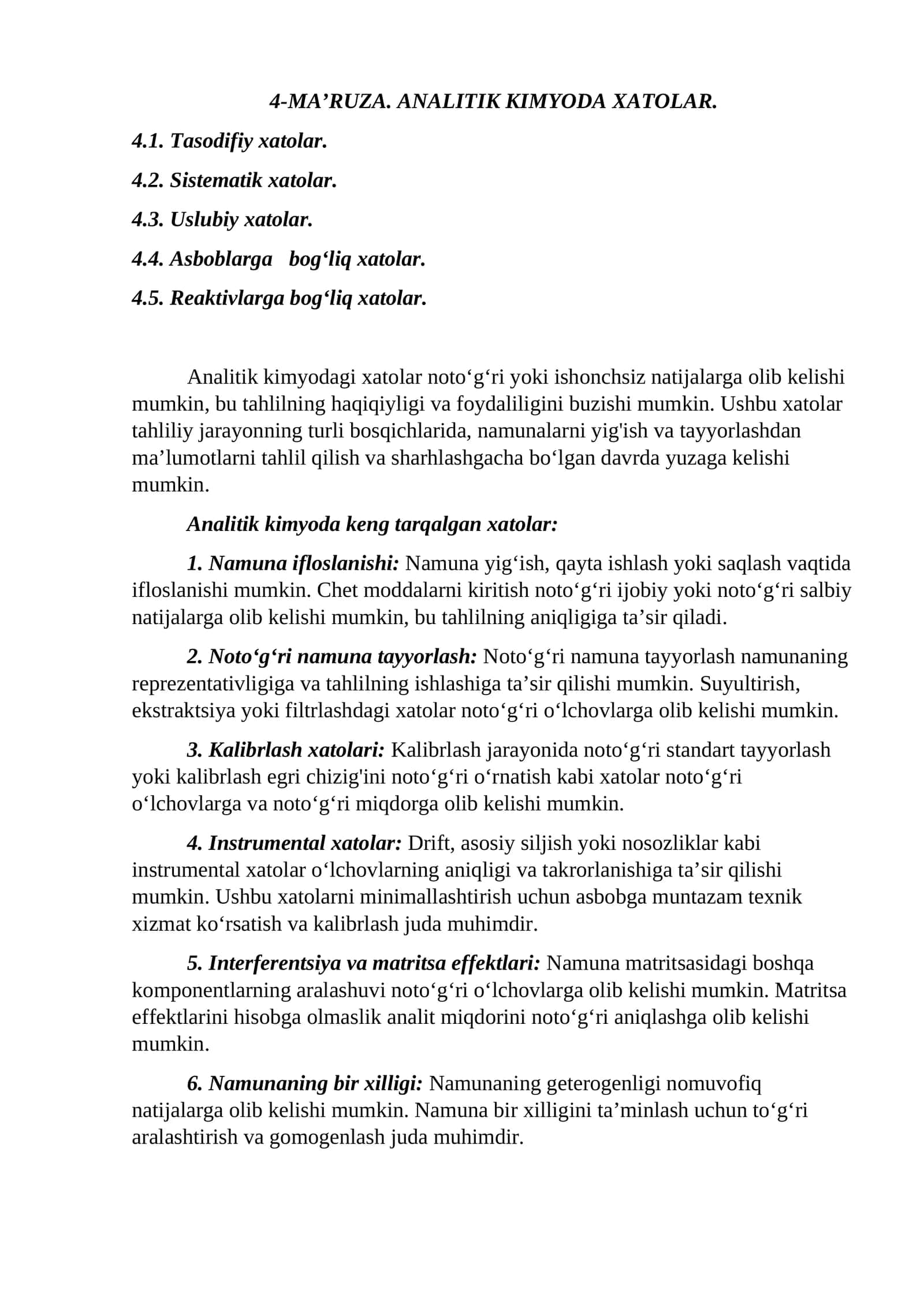 ANALITIK KIMYODA XATOLAR 1