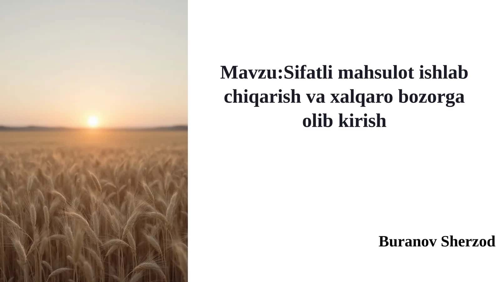 Sifatlimahsulot ishlab chiqarish va xalqaro bozorga olib kirish 1