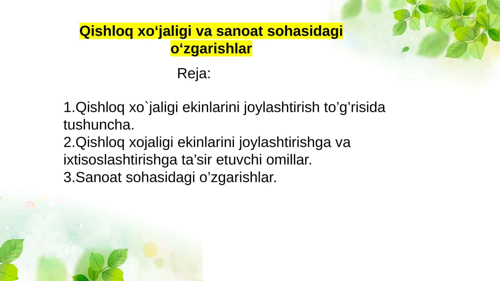 Qishloq xo‘jaligi ekinlarini joylashtirish 1