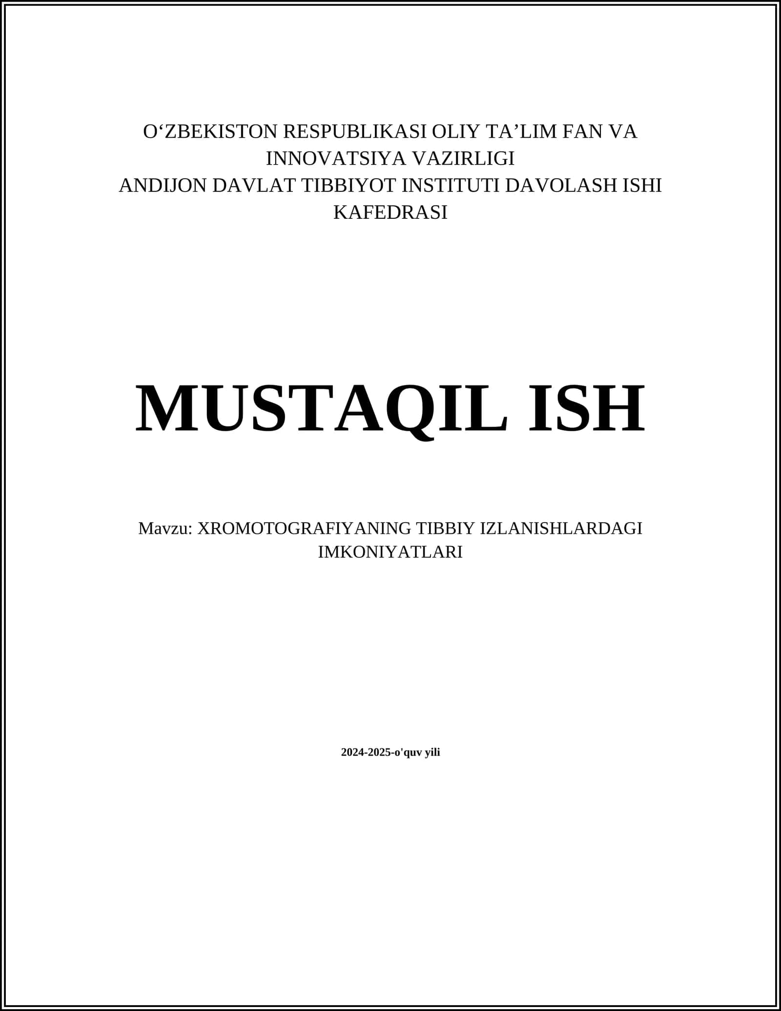 XROMOTOGRAFIYANING TIBBIY IZLANISHLARDAGI IMKONIYATLARI 1