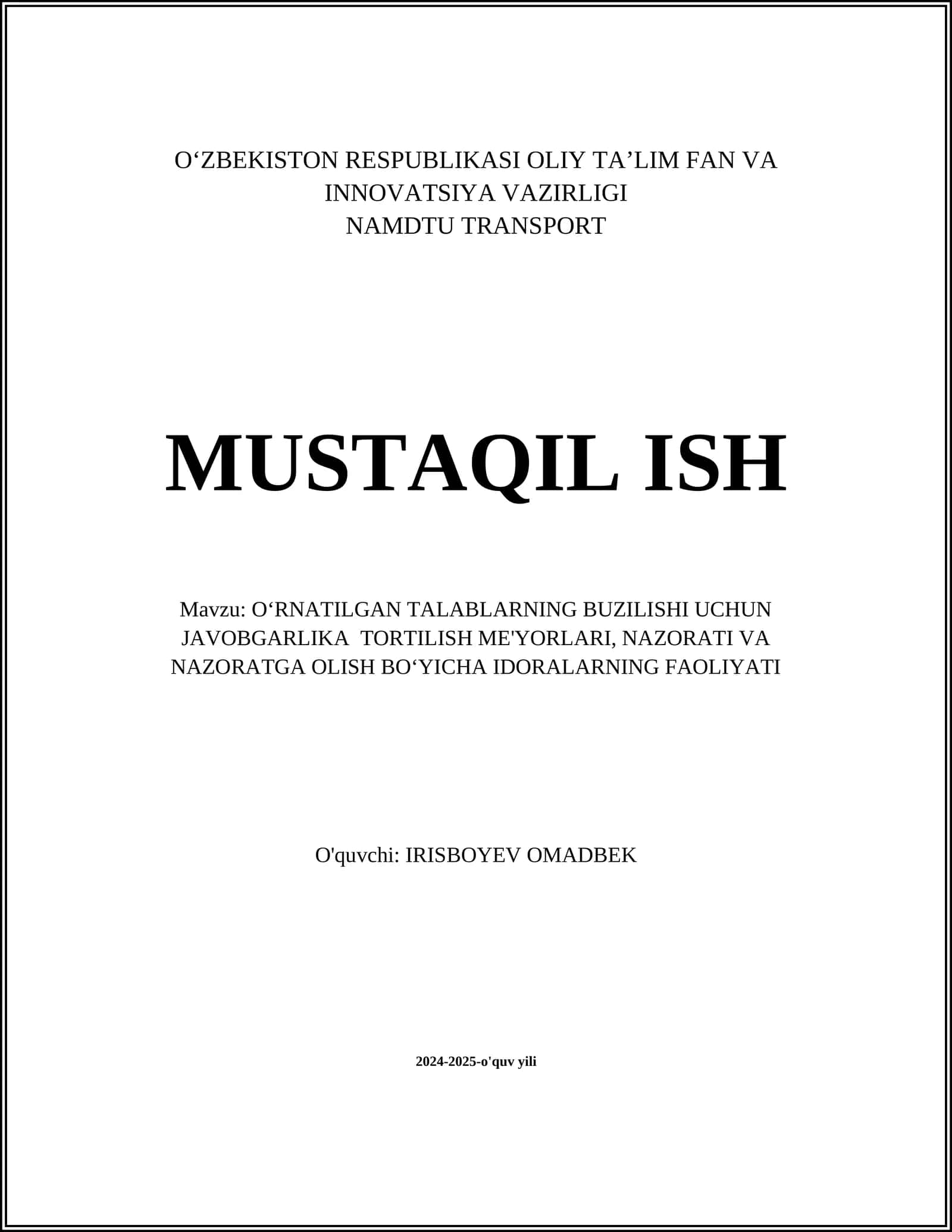 O'rnatilgan talablar 1