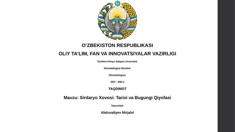 Sirdaryo Xovosi: Tarixi va Bugungi Qiyofasi 1