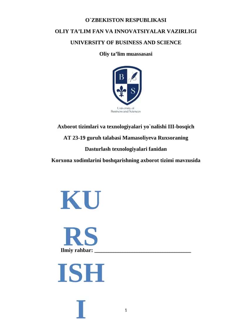 Korxona xodimlarini boshqarish tizimlari 1