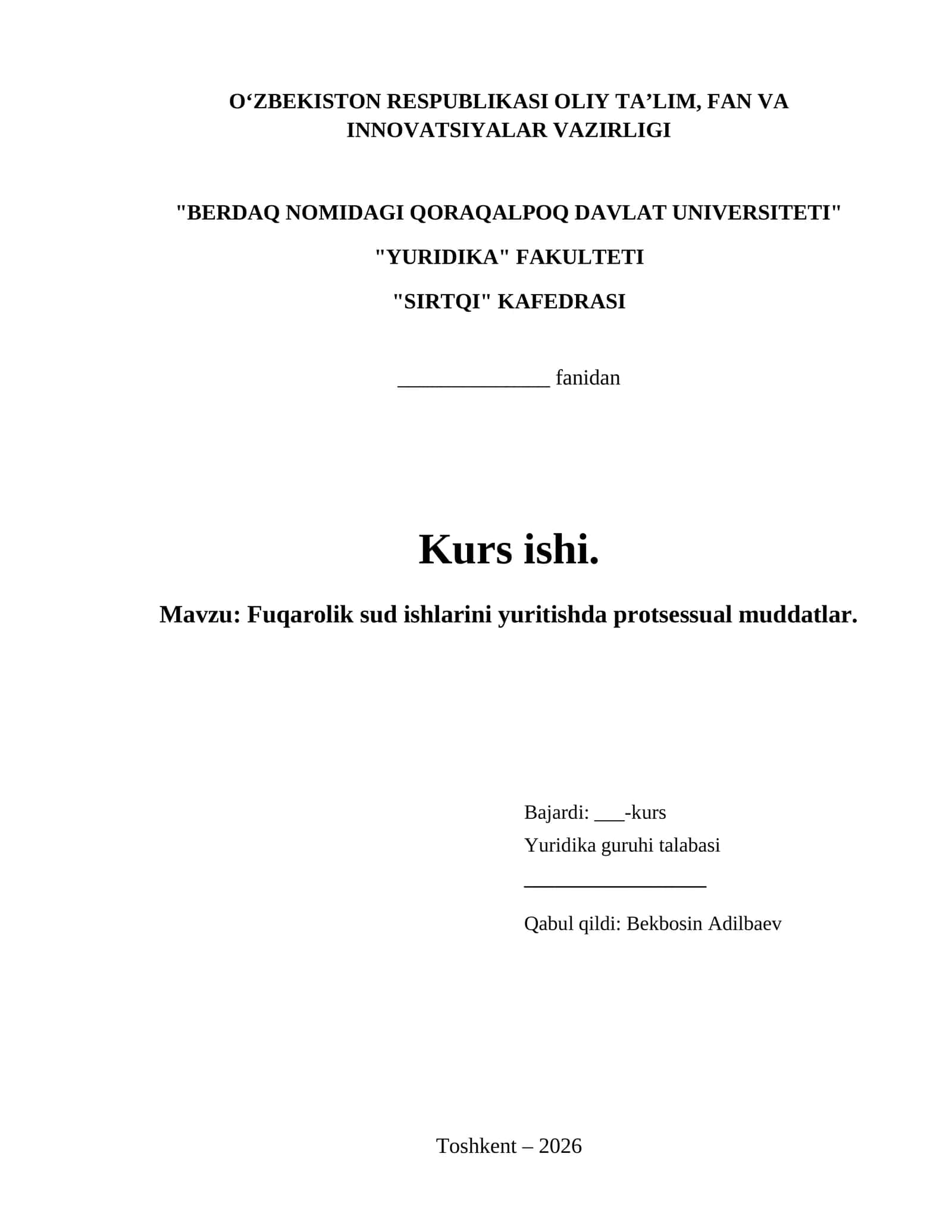 Fuqarolik sud ishlarini yuritishda protsessual muddatlar. 1