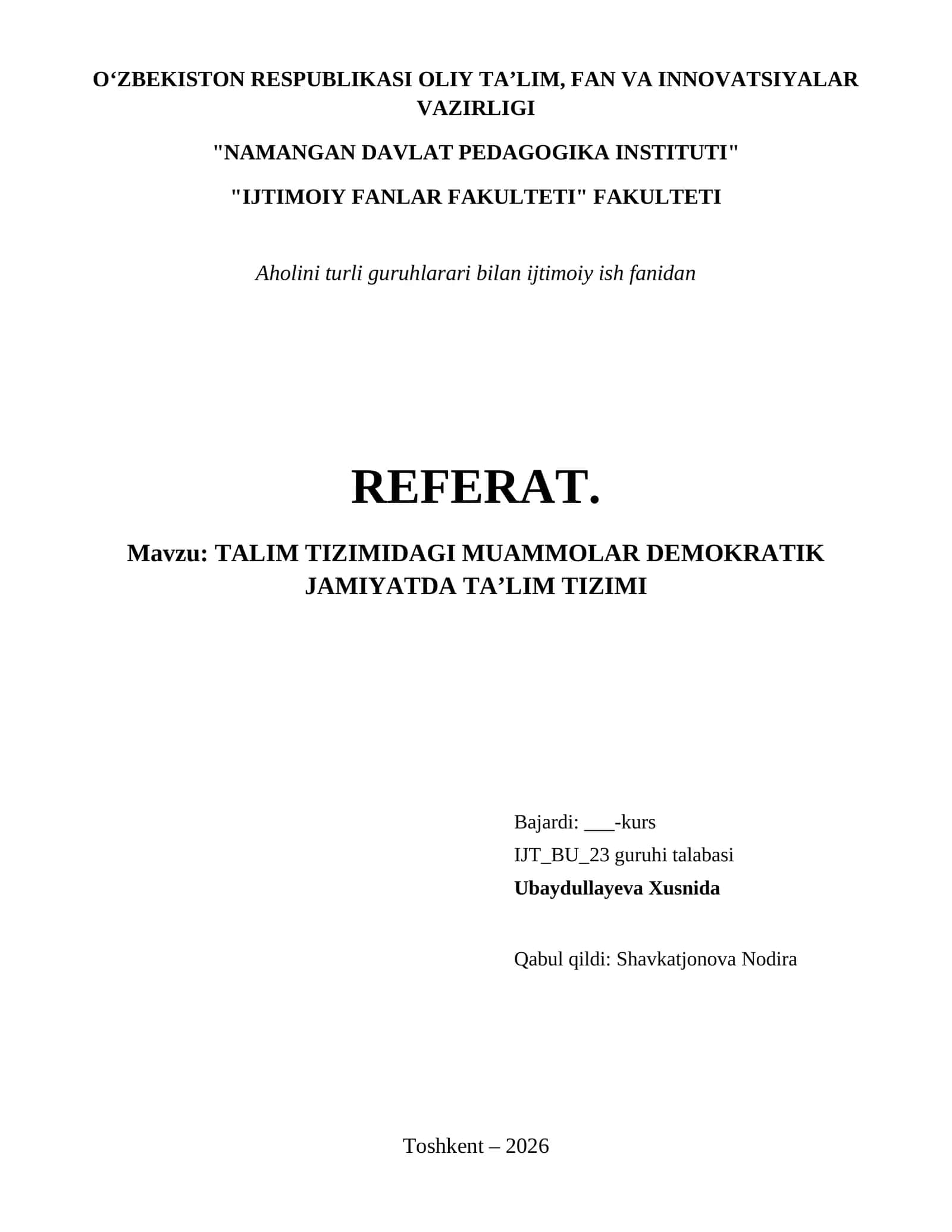 TALIM TIZIMIDAGI MUAMMOLAR DEMOKRATIK JAMIYATDA TAʼLIM TIZIMI 1