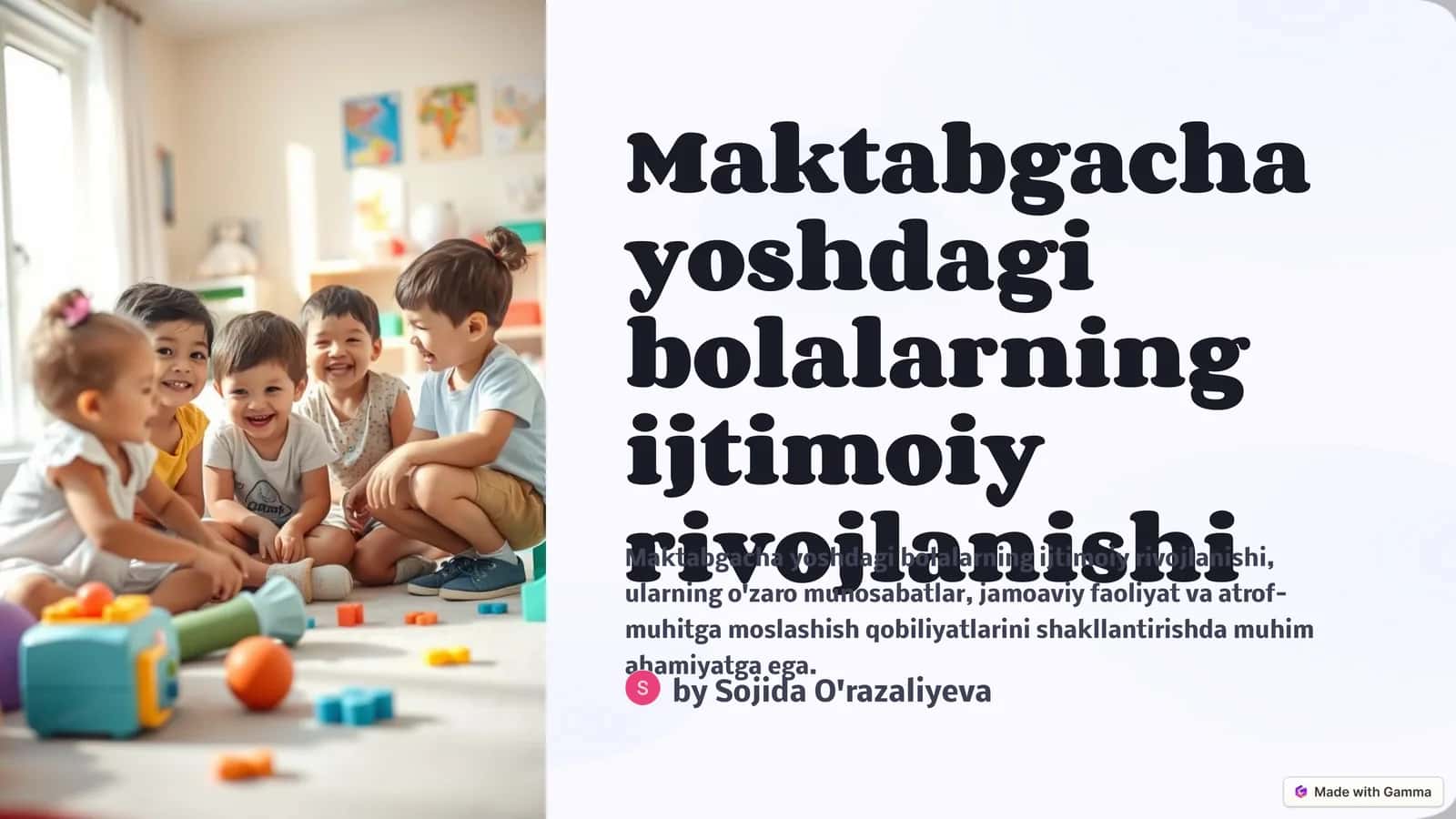 Maktabgacha yoshdagi bolalarning ijtimoiy rivojlanishi 1