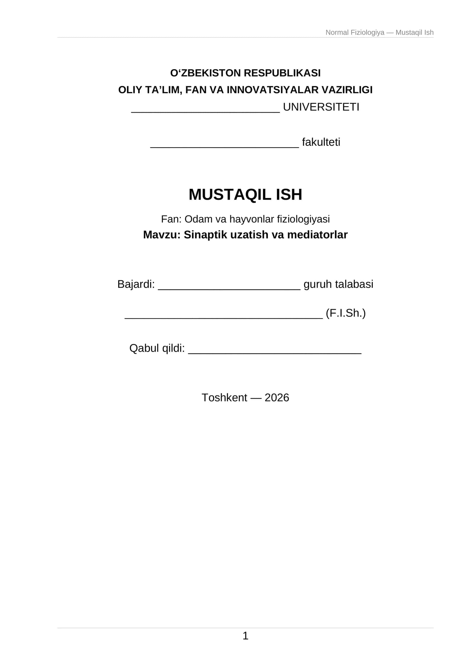 Sinaptik uzatish va mediatorlar 1