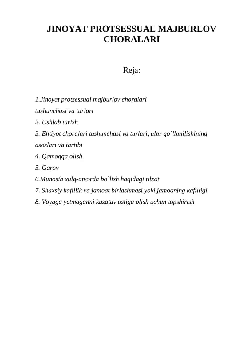 Jinoyat protsessual majburlov choralari 1