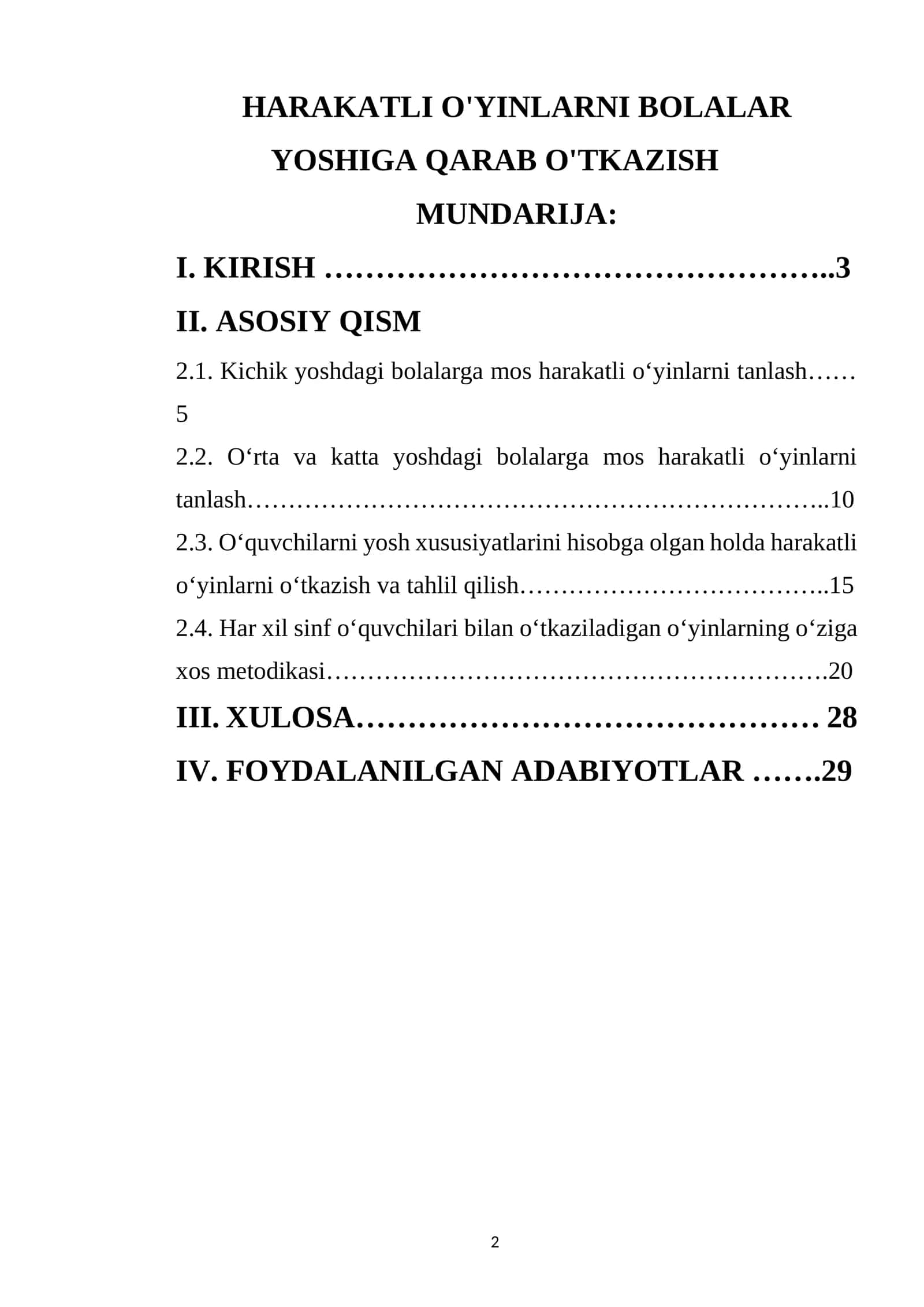 HARAKATLI O'YINLARNI BOLALAR YOSHIGA QARAB O'TKAZISH 1
