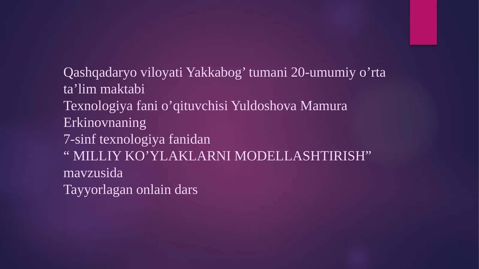 MILLIY KO’YLAKLARNI MODELLASHTIRISH 1