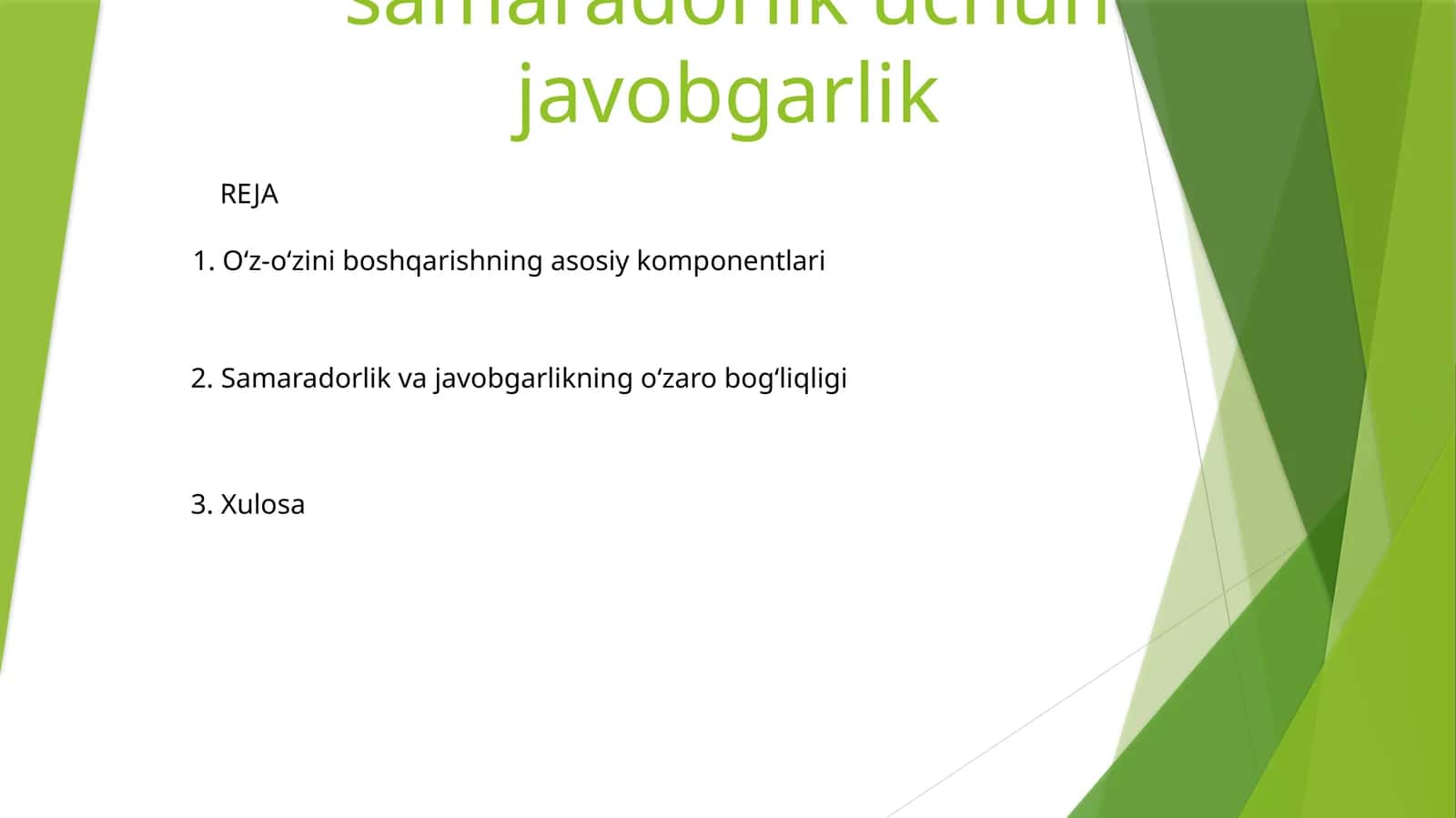 Samaradorlik va javobgarlik 1