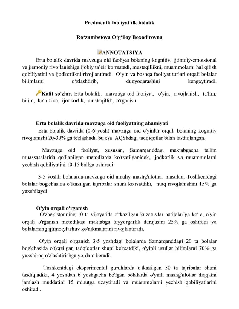 Erta bolalik davrida mavzuga oid faoliyat 1