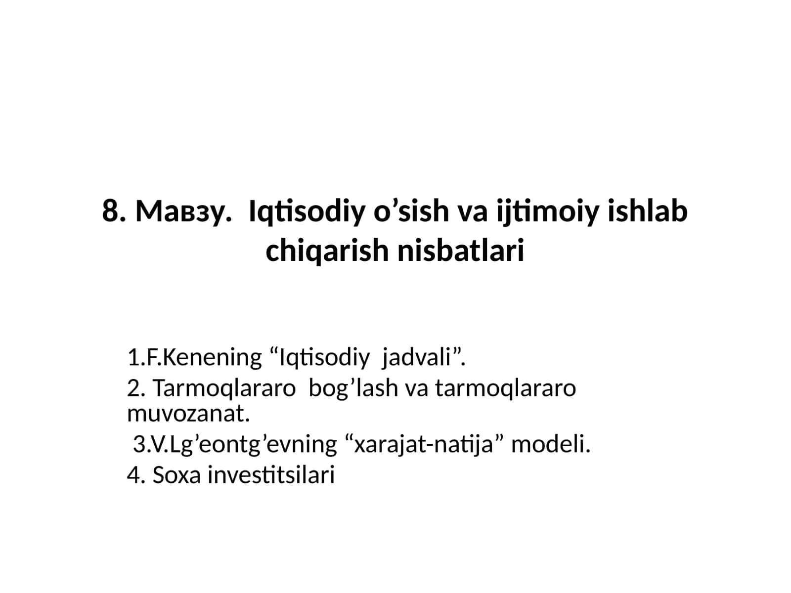 Iqtisodiy Jadvali 1