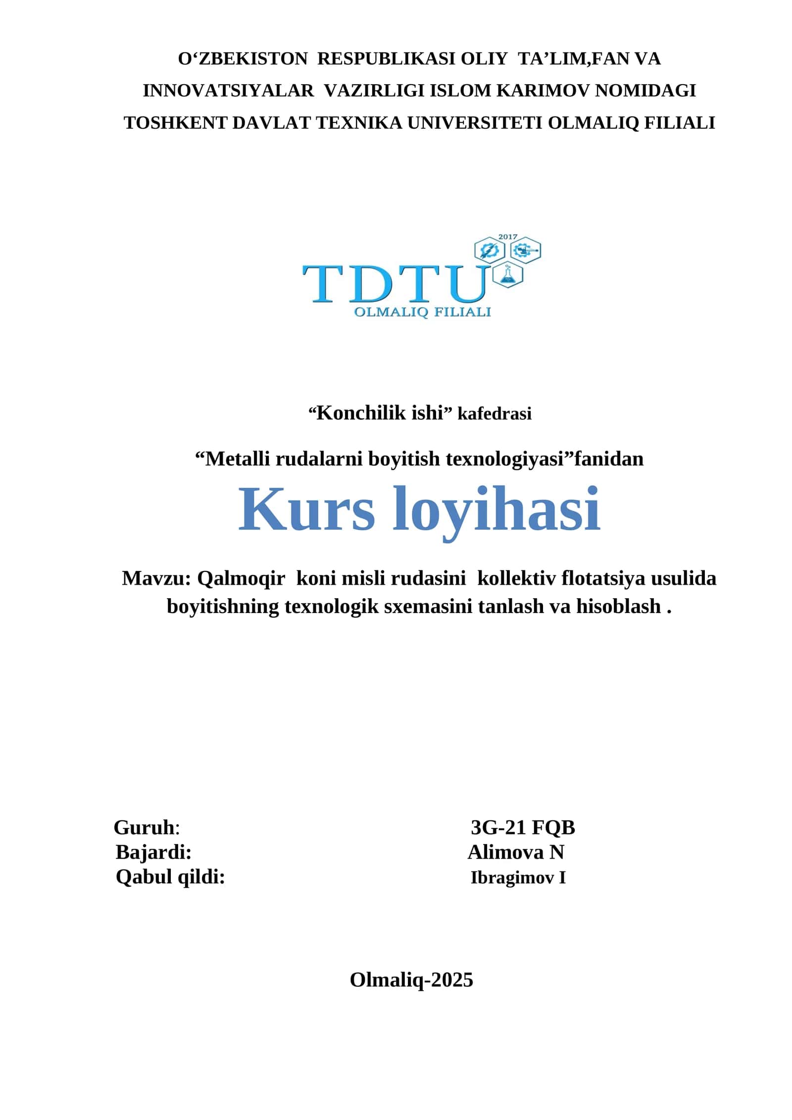 qalmoqir koni mis rudasini kollektiv boyitish 1