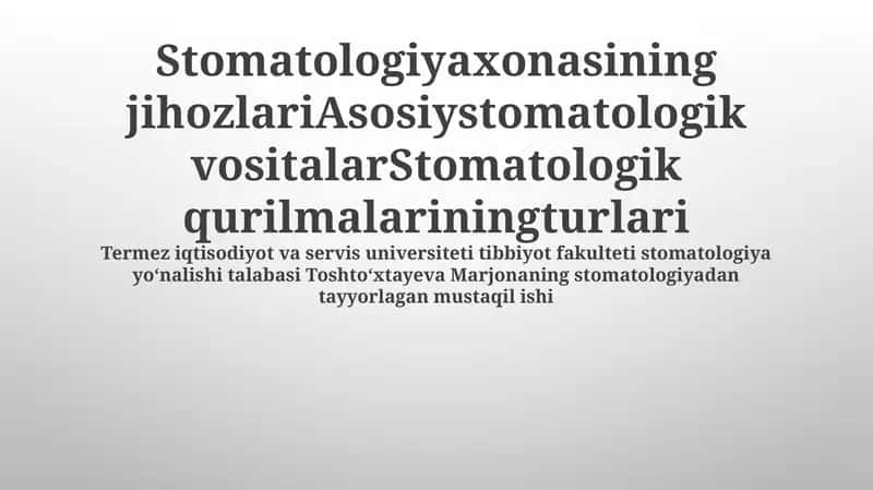 Stomatologiyaxonasining jihozlari 1