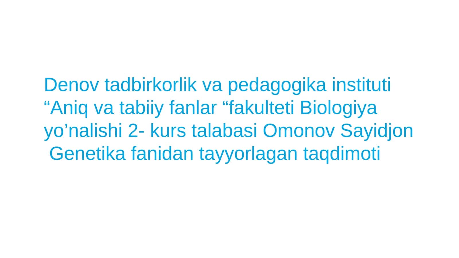 Genetika  yangi yo'nalishlari 1
