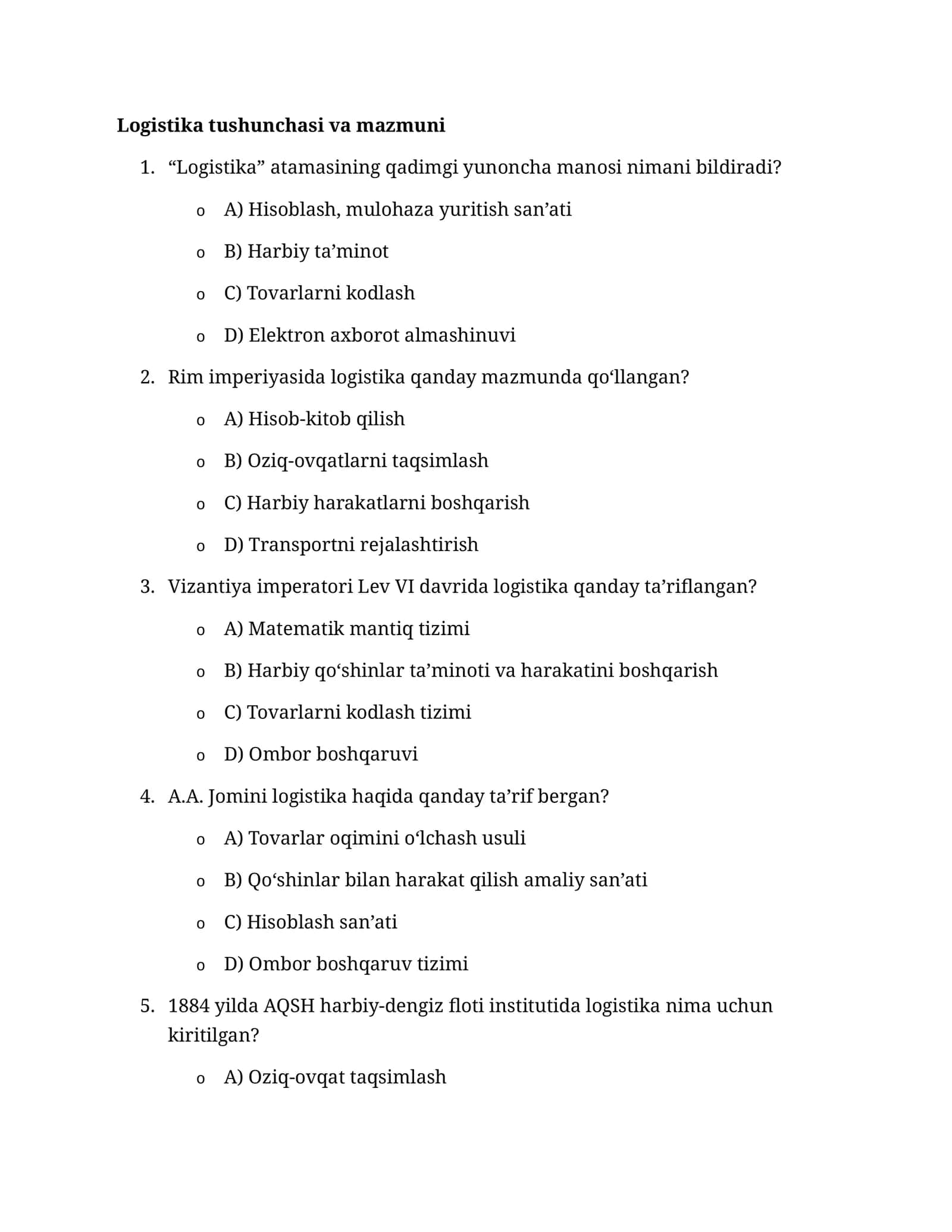 Logistika tushunchasi va mazmuni 1
