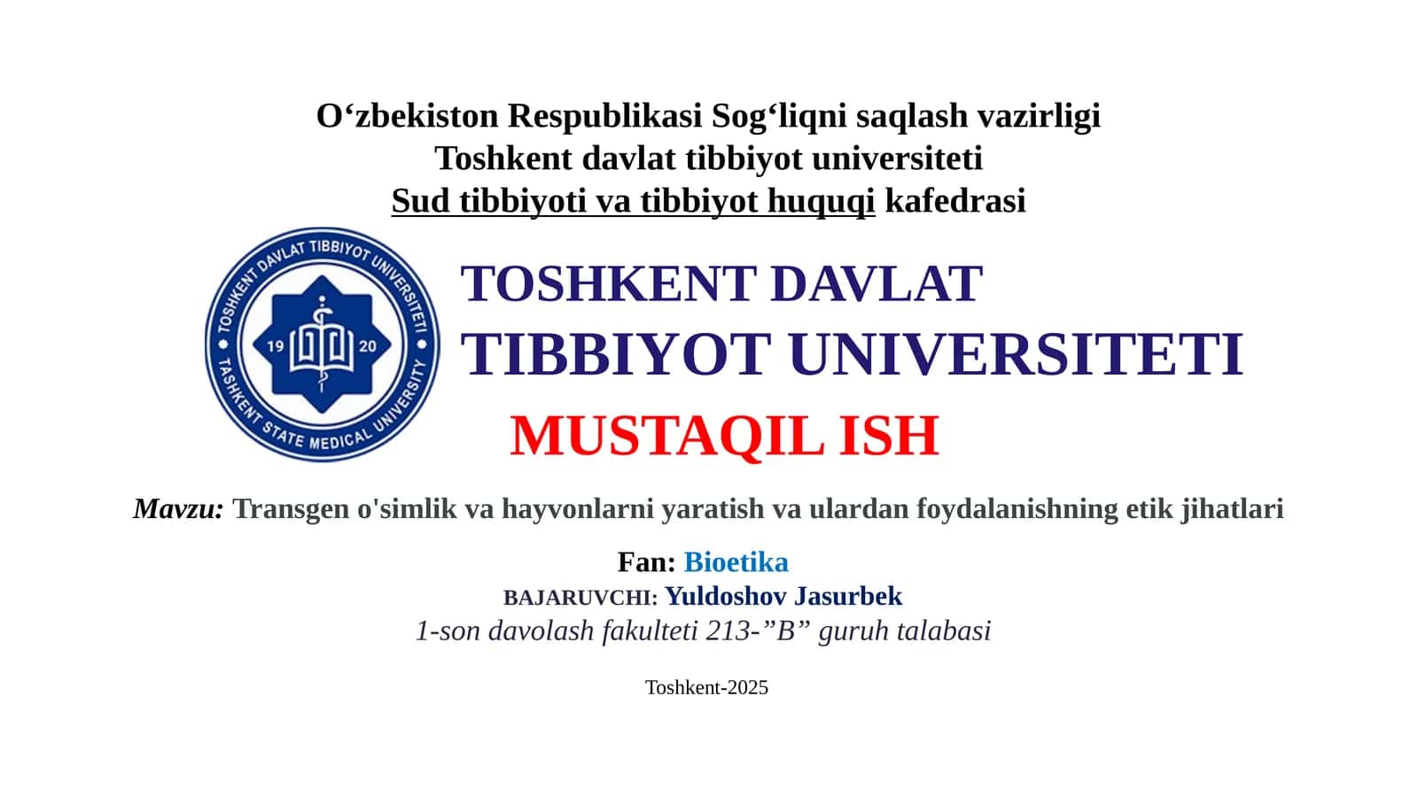 Transgeno'simlikvahayvonlarniyaratishvaulardanfoydalanishningetikjihatlari 1