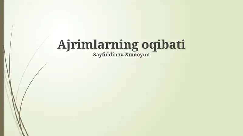 Ajrimlarning oqibati 1
