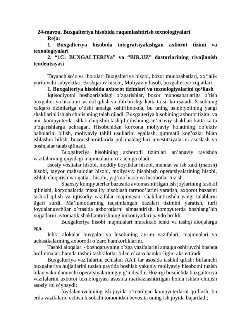 Buxgalteriya hisobida raqamlashtirish texnologiyalari 1