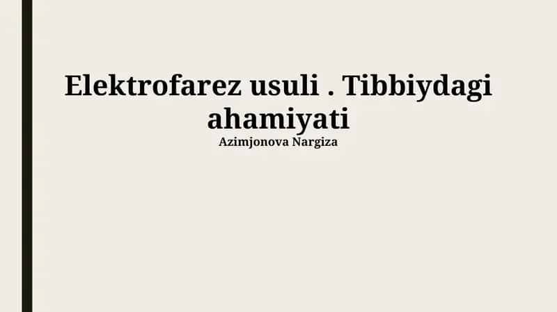 Elektrofarez usuli. Tibbiydagi ahamiyati 1