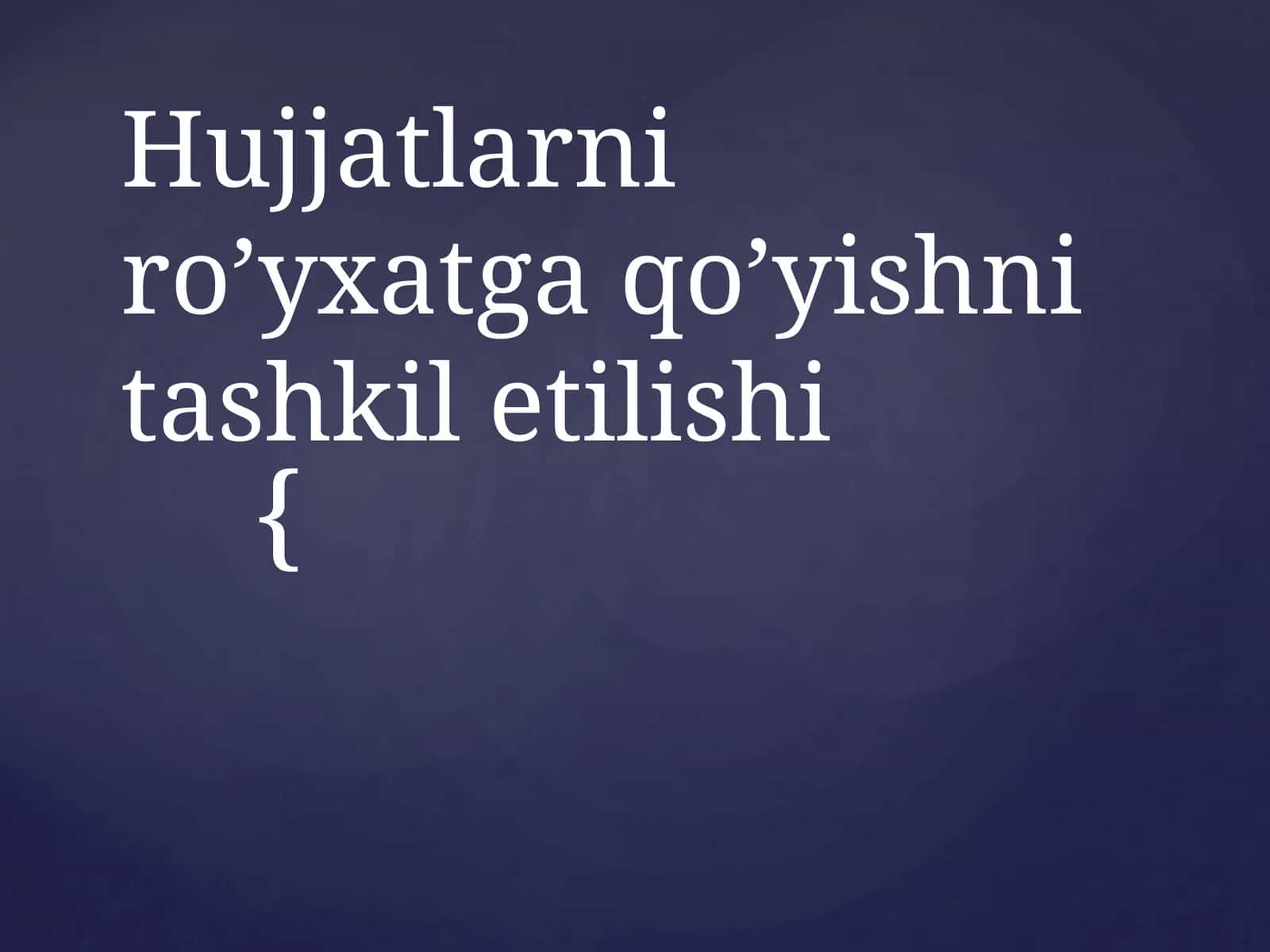 Hujjatlarni ro’yxatga qo’yishni tashkil etilishi 1