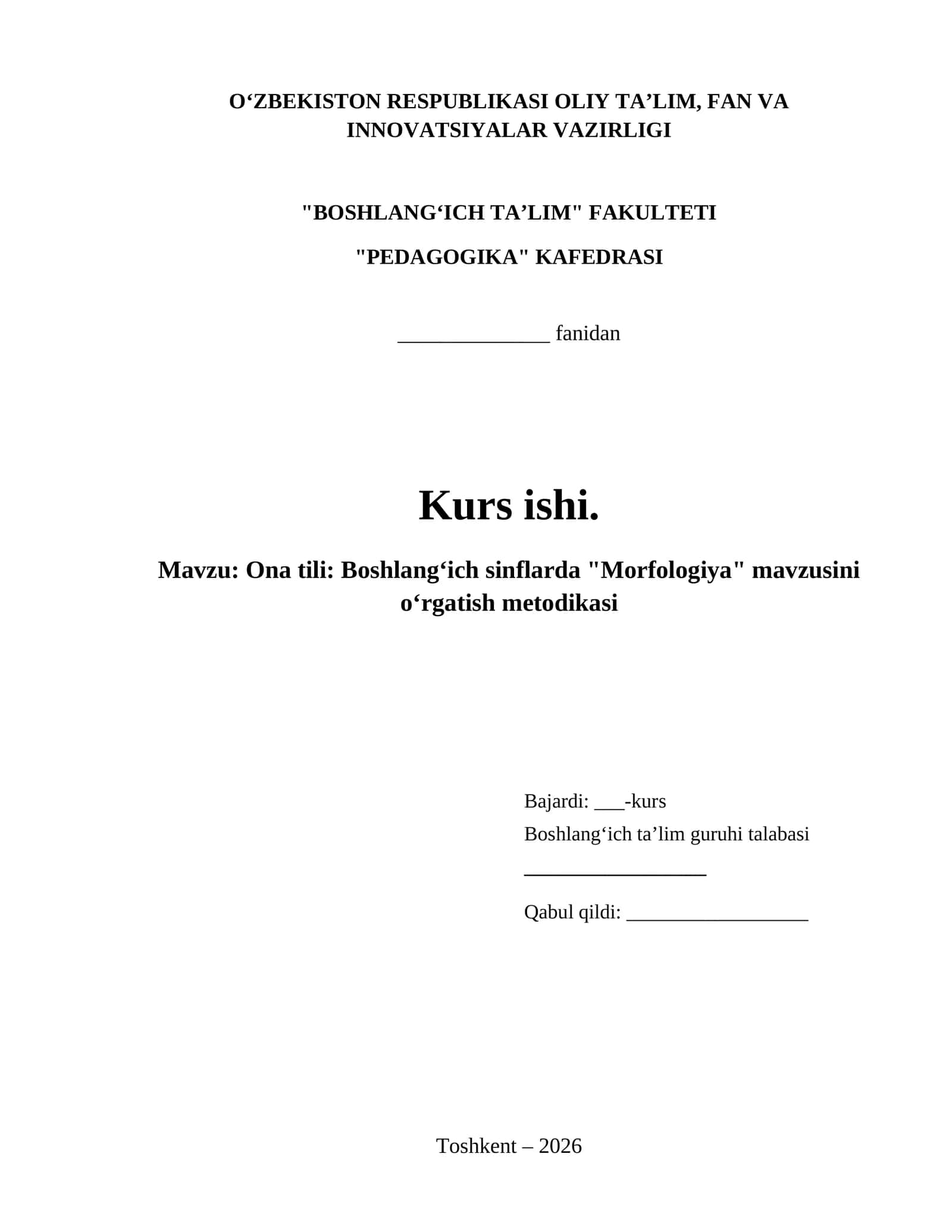 Ona tili: Boshlangʻich sinflarda "Morfologiya" mavzusini oʻrgatish metodikasi 1