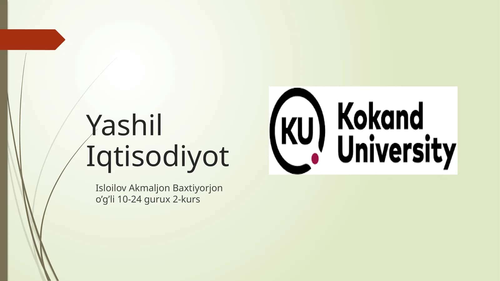 Yashil Iqtisodiyot 1
