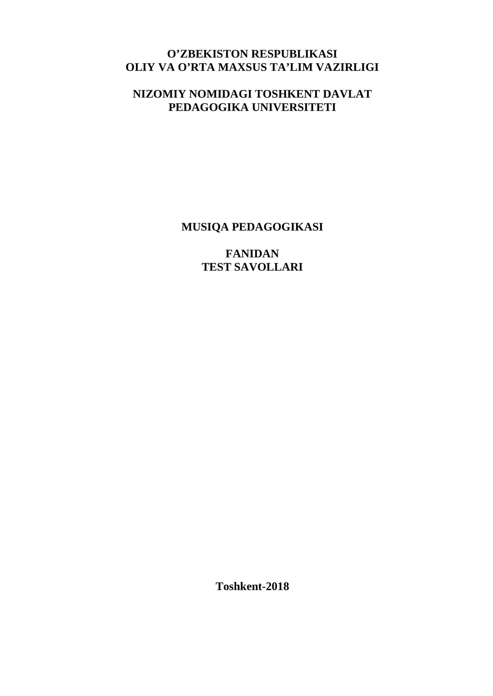 MUSIQA PEDAGOGIKASI FANIDAN TEST SAVOLLARI 1