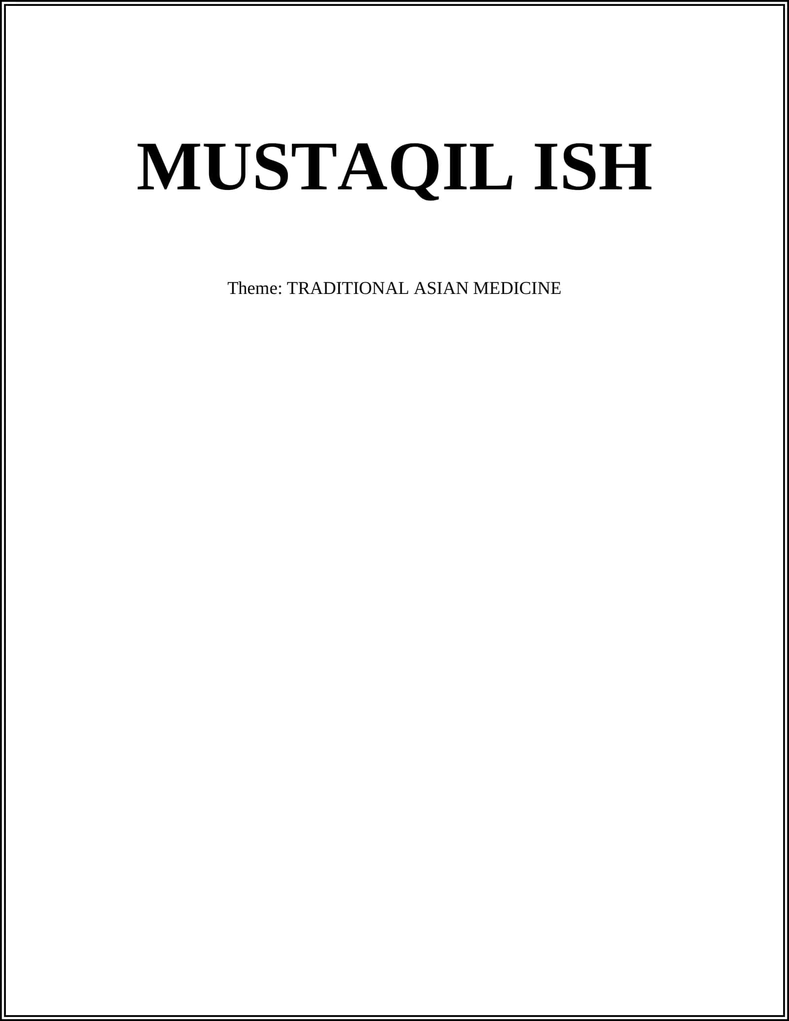TRADITIONAL ASIAN MEDICINE 1