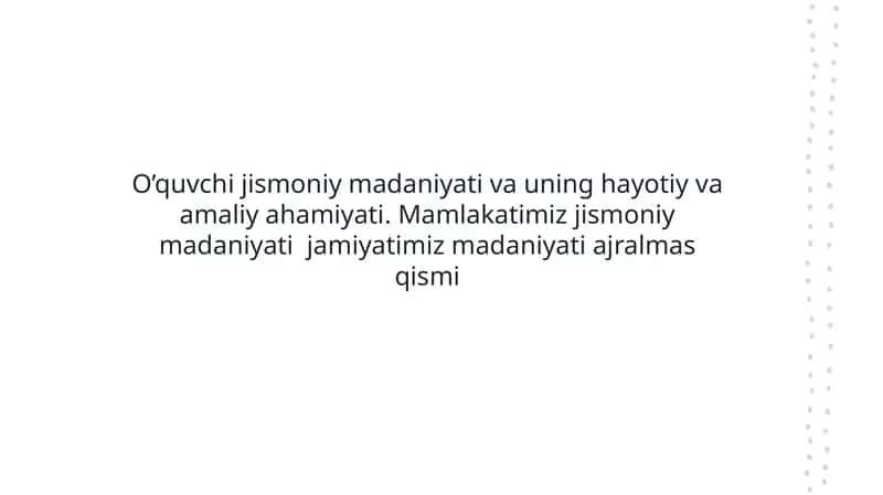 Jismoniy Madaniyat va Sog'liq 1