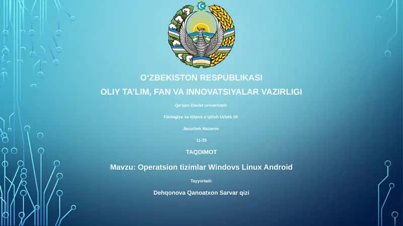 Operatsion tizimlar Windovs Linux Android 1