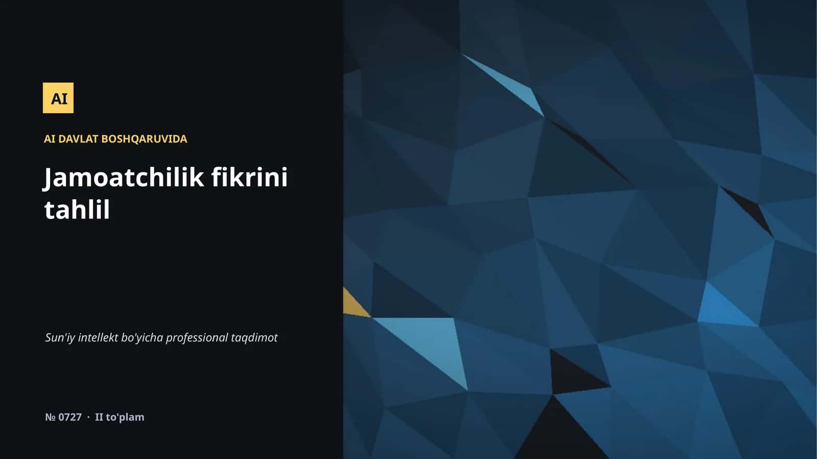 Sun'iy intellekt bo'yicha professional taqdimot 1