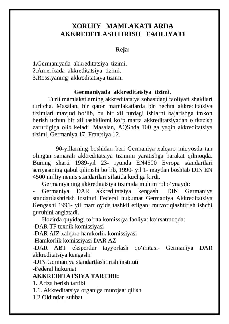 Germaniyada akkreditatsiya tizimi 1