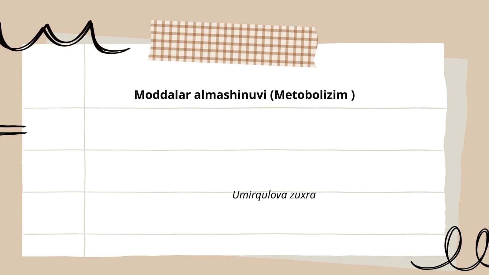 Moddalar almashinuvi (Metobolizim) 1