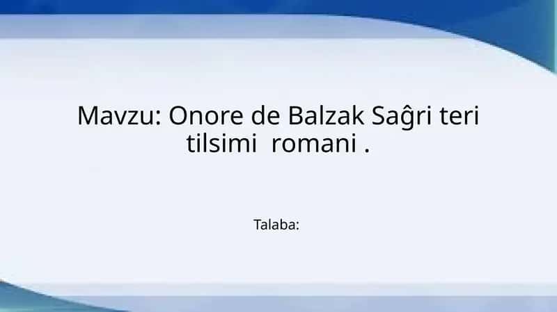 Onore de Balzak Saĝri teri tilsimi romani 1