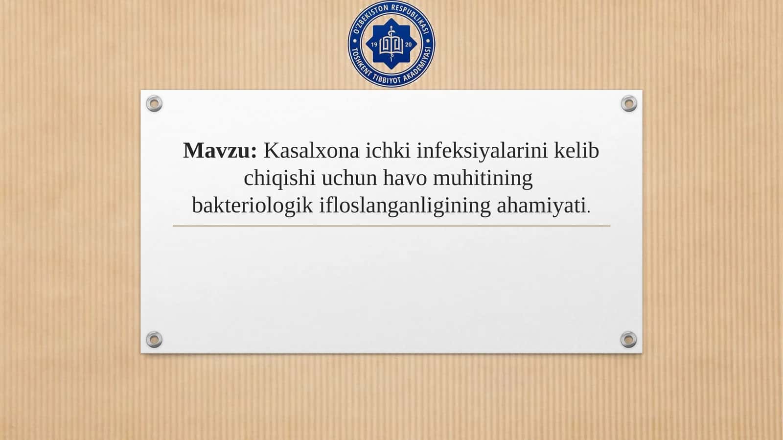 Kasalxonadagi ichki infeksiyalar 1