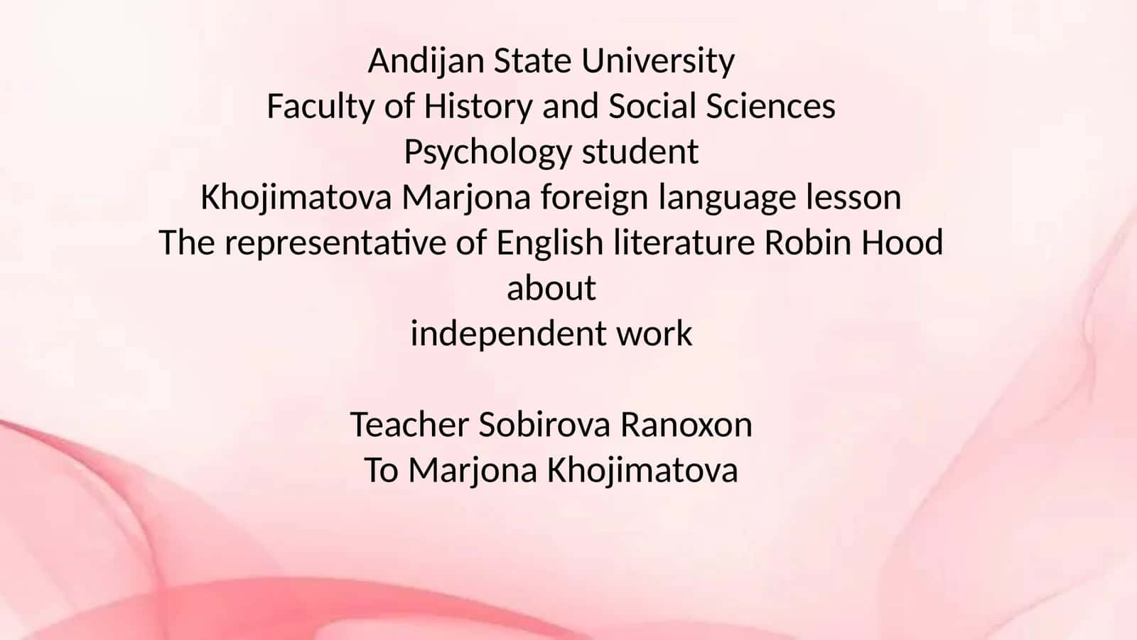 KhojimatovaMarjona foreign language lesson 1